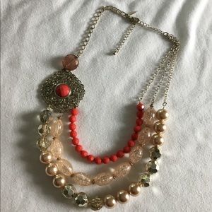 Triple layer beaded necklace